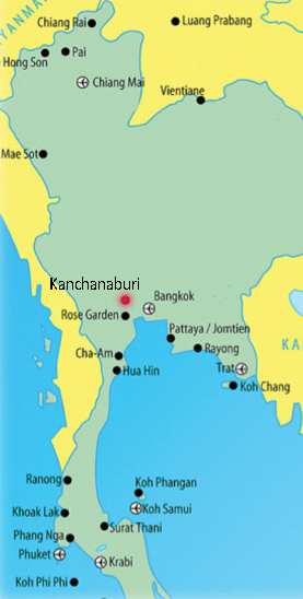 thaiföld, Kanchanaburi térkép